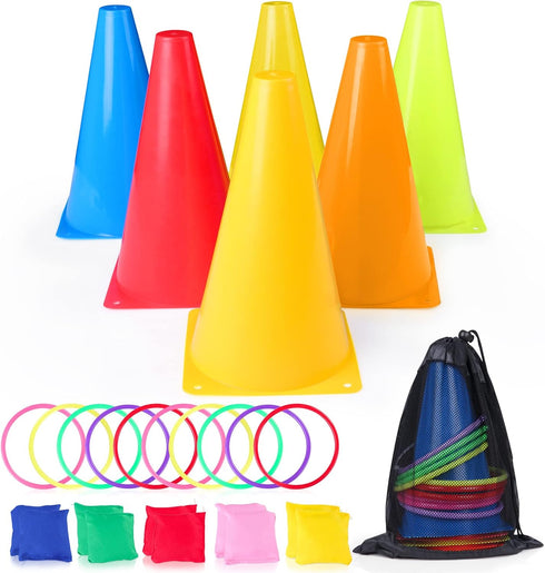 3 1 Set, in Carnival Games Soft Plastic Cones Cornhole Bean Bags Ring Toss Games For Carnival Kids Birthday Party