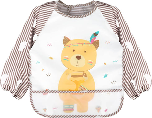 Accmor Long Sleeve Baby Bibs, Waterproof Sleeved Bibs for Eating Feeding, Toddler Baby Girls Boys Smock Bibs for 6-36 Months