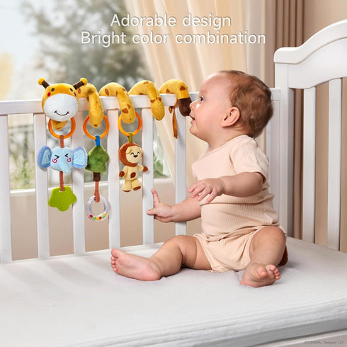 TUMAMA KIDS Spiral Car Seat & Stroller Activity Toy - Giraffe Textured Play Toy for Sensory Exploration