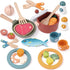 Wooden Play Kitchen Accessories - Pretend Play Food for Toddlers with Dishes