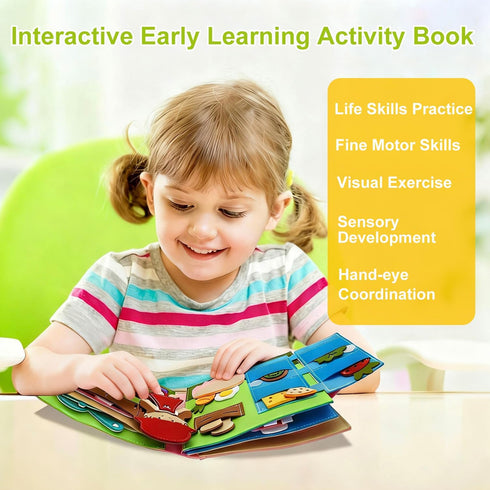 1-3, 1 Felt Busy Book for Toddlers Montessori Busy Board for Year Old, Quiet Book Airplane Travel Toys, Sensory Early