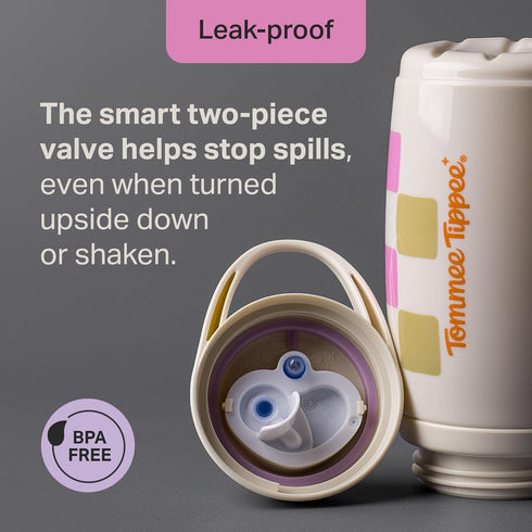 Tommee 9 oz, 1-3, Pack 2 Tippee Active Straw Toddler Cups, Insulated Sippy Cups For Toddlers Silicone Straw