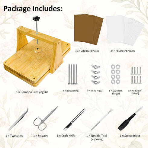 MeRGBWLife 6 11"x7" Large Bamboo Flower Press Kit Layers, Even Pressure Plant Press for Adults, DIY Flower & Leaf