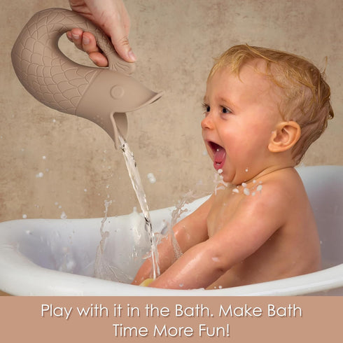 Baby Bath Rinse Cup with Handle, Silicone Shampoo Washing Cup for Kids (Cambridge Blue)