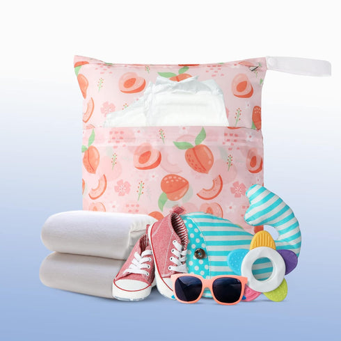 4 Frienda Pieces Cloth Diaper Wet Dry Bag, Waterproof Reusable Washable Bag for Baby Items and Travel Zippered Pockets