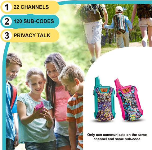 Walkie Talkies, 22 Channels Long Range for Boys Girls, Outdoor Camping Gear Toys for Kids Ages 4-12