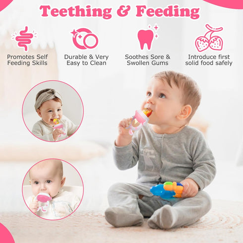 WAJIAYON Baby Fruit Feeder Pacifier | Infant Food Feeder Pacifier & Baby Food Dispensing Spoon | Mesh Fresh Fruit