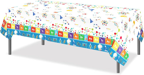 CC HOME 1 Pack Science Laboratory Plastic Tablecloth, 54 x 87 Inch Long Rectangular Cover for Events