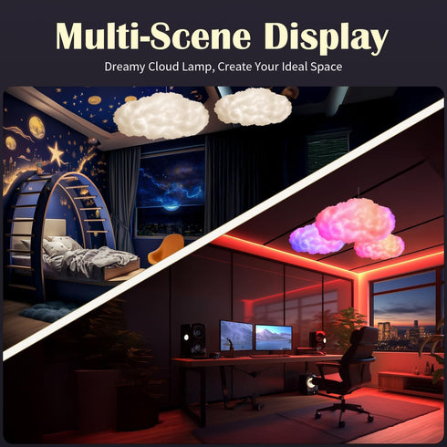 oooYYDSxxx 3D 1 Pack 24 Inch 16 Cloud Lamp APP Controlled Music Sync Cotton LED Mood Lights Million Color Changing