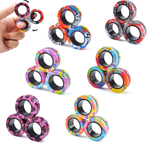 Cevioce 18Pcs Magnetic Rings Fidget Toy Set, ADHD Anxiety Magnetic Fidget Toys