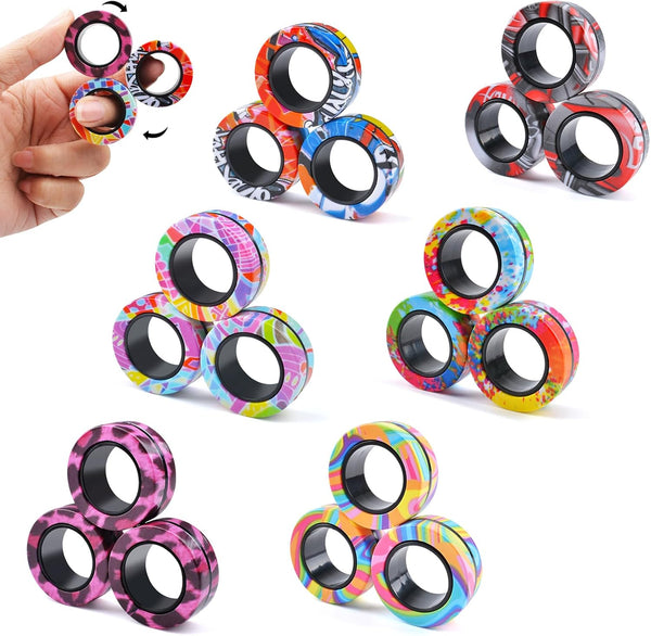 Cevioce 18Pcs Magnetic Rings Fidget Toy Set, ADHD Anxiety Magnetic Fidget Toys