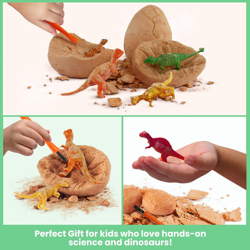 12 3-8 Zippytots Easter Dino Egg Dig Kit Unique Eggs with Glow in Dark Color Change Golden Dinosaur, STEM Science