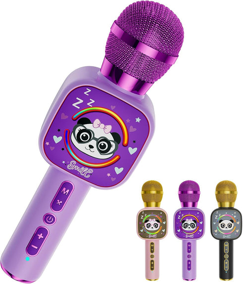 Qnxoat r Bluetooth Karaoke Microphone Toy for Kids - Mini Portable Speaker with LED