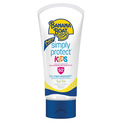 Banana Boat Simply Protect Mineral-Based Sunscreen Lotion for Kids, SPF 50+, Tear