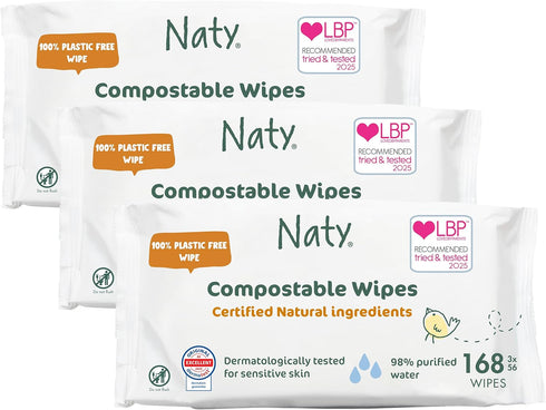 Naty Baby Wipes | 98% Water, Hypoallergenic & Natural for Sensitive Skin
