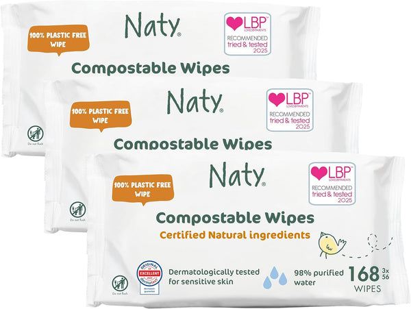 Naty Baby Wipes | 98% Water, Hypoallergenic & Natural for Sensitive Skin