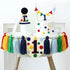 Colourful Rainbow Dot 1st High Chair Banner Conical Cap Primary Colors Cake