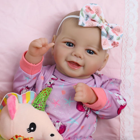 18 inch 3+ SCOM Baby Doll Girl, Realistic Soft Body Baby Doll Real Life Cute Baby with Accessories for Year Old Gifts