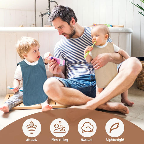 8 Newwiee Pcs Large Muslin Pullover Baby Bibs Full Coverage Toddler Slip on Absorbent Bib Waterproof Toddler Towel Bibs