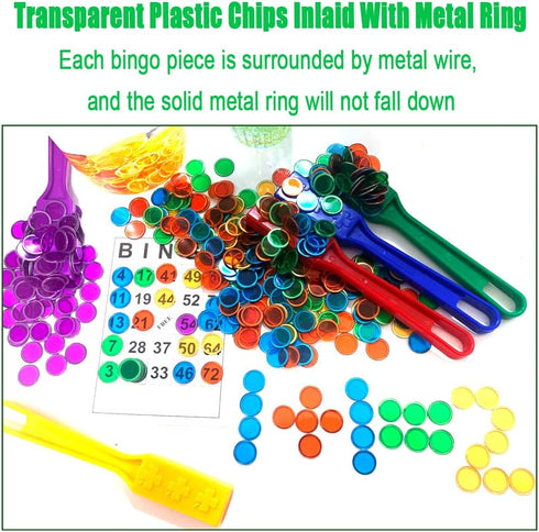 Set 100 Magnetic Wands and Bingo Chips Magnet Wand Multicolour Metal Ringed Discs Kids Science STEM Kit Learning