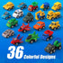 36 Set Pieces Pull Back Cars and Trucks Toy Mini Pocket Vehicles, Fighter Jets, Construction, Race Cars & Military Toys