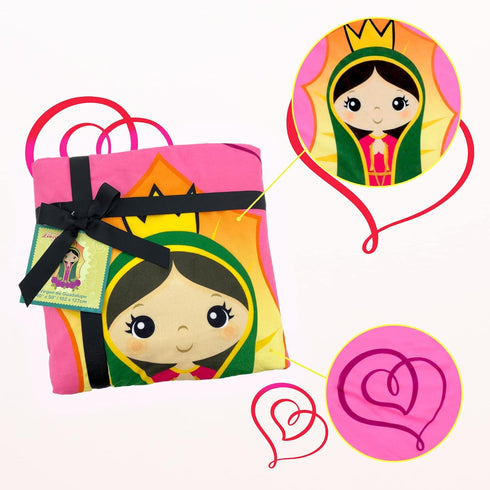 Linzy Plush Virgin Mary Our Lady of Virgen de Guadalupe Baby Double Blanket, Super Soft Pink (50x40 Inch), 62312