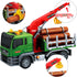 15 Inch 6 3-7 Friction Powered Timber Truck Toy with Loading Crane, Wooden Logs & Lights/Sounds - Play Vehicle Gift