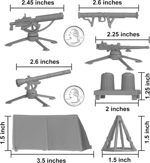 BMC Classic Plastic Army Men Playset Accessories - 10pc Military Camp - US Made