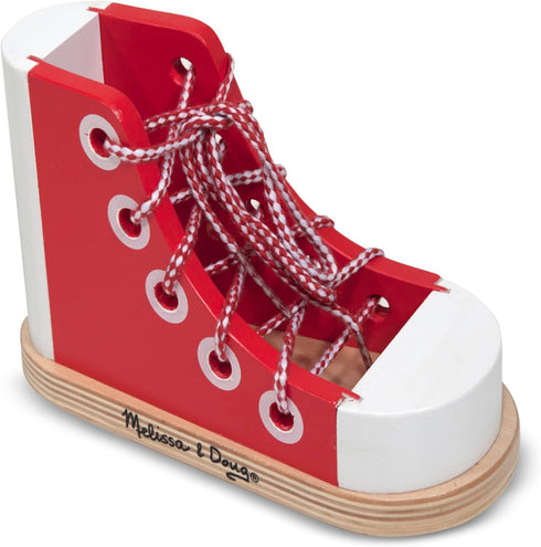 Melissa & Doug Learn to Tie a Shoe - Deluxe Wood Lacing Sneaker Toy