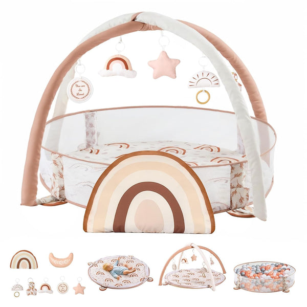 Mallify 6-in-1 XL Large Baby Gym & Ball Pit, Play Mat &