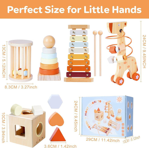 6-12 6-12-18 Wooden Montessori Toys for Months,Montessori Baby Blocks Toy for Months,Shape