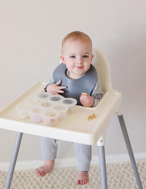 otterlove Silicone Baby Bibs, Pack of 2 with No Fillers and Wide Food Catching Pocket in Mint and Smoke