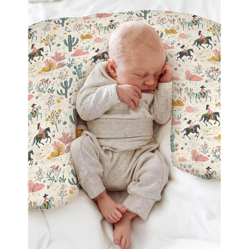 Vintage Western Cowgirl Baby Nursing Pillow Covers for Boy Girl Retro Cowgirl Horse Cactus Nursery Feeding Pillowcase