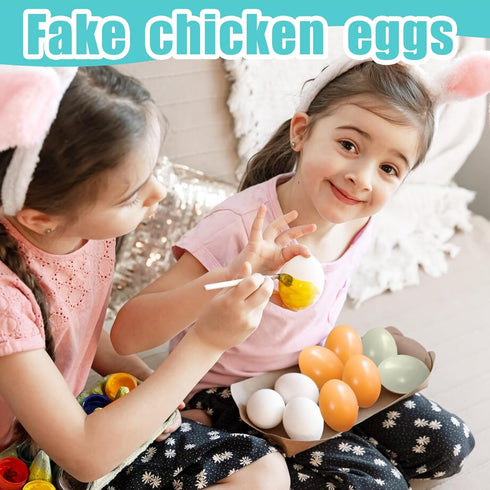 15 Eggs,3 Eggs,Dummy Pcs Wooden Fake Colors Wood Eggs,Fake Chicken Eggs Help Laying Hen,Nest Eggs for Crafts,Nesting