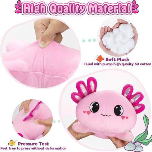 Officygnet Axolotl Plush, 13" Soft Stuffed Animal Toy, Cute Kawaii Plushies for Kids, Pink Axolotl Gift