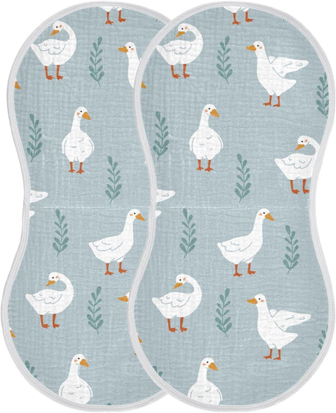 Set 4 Pack vvfelixl Baby Burp Cloths White Gooses Baby Newborn Cotton Burping Cloths Baby Washcloths