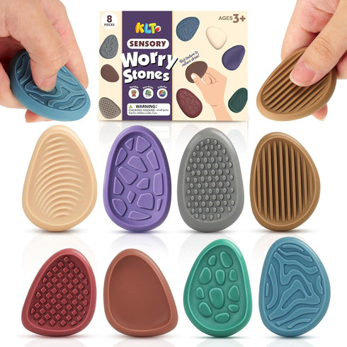 Fidget Toys Adults Sensory Stone: 8 Pack Texture Worry Stone for Kids