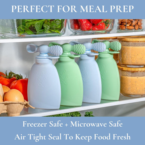 Nontoxic Reusable Baby Food Pouches - Premium Food Grade Silicone - BPA & PFAS Free - Leak-Proof Design - Easy to Clean