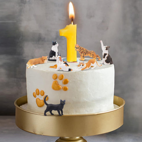 Toymany 8PCS Realistic Cat Figurines - Educational Cat Figures Toy Set, Kitten Easter Eggs, Cake Topper Gift