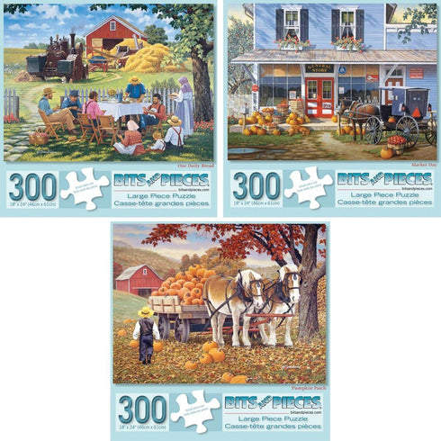 Bits and Pieces Value Set of Three Large 300 Piece Jigsaw Puzzles