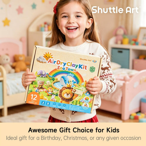 55 Shuttle Art Air Dry Clay for Kids - Zoo Town, PCS Modeling Clay Kit with Sculpting Tools and Tutorials, Safe