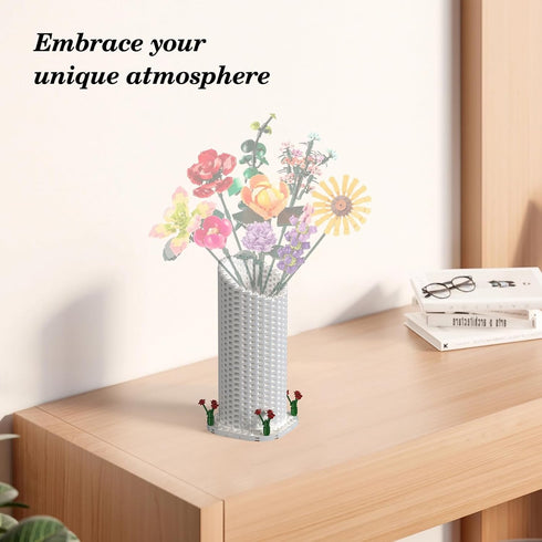 Latephiy Set, 10328 10342, Vase Building White Vase for Roses Flowers Bouquet for Women Adult Flower Lovers, Christmas