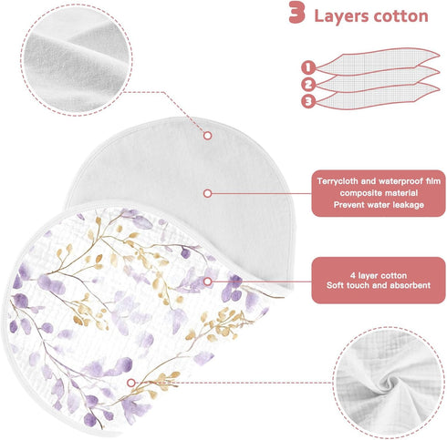 Set 1, Watercolor Wildflower Muslin Baby Burp Cloths of Super Soft & Absorbent Burping Rags, Cotton Burp Clothes Shower