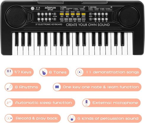 37 3 4 5 6 7 8 9 Raimy Keys Keyboard Piano for Kids, Early Learning Educational Portable Electronic Musical Instrument