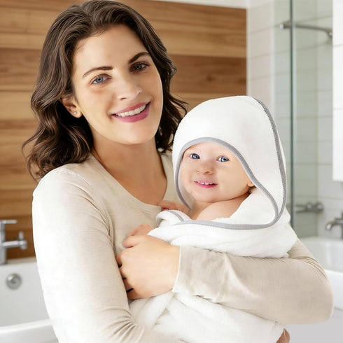 2 Pack 37.5x37.5 Baby Bath Towel - Rayon Made from Bamboo - Ultra Soft Hooded Towels for Babies,Toddler,Infant