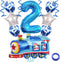 Weenkeey 2nd Birthday Train Balloons - Giant Aluminum Foil Balloon Number 2 Mylar