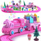 Pink Classic Train Sets for Toddlers|Musical Electric Train Toys with DIY Ice