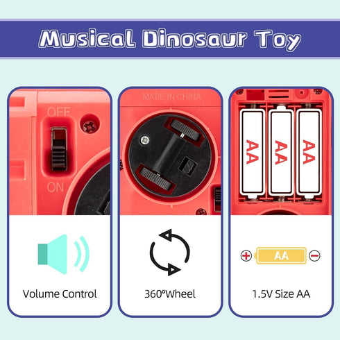 COVTOY Baby Toys for 1 Year Old - Musical Dinosaur Car with Sounds and Lights for 6-18 Months
