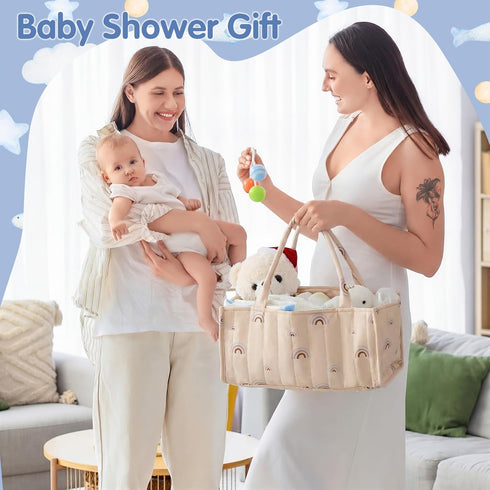 Geetery Diaper Caddy Organizer for Newborn & Nursery- Large, Sturdy Storage Basket for Diapers, Wipes & Baby Diapers