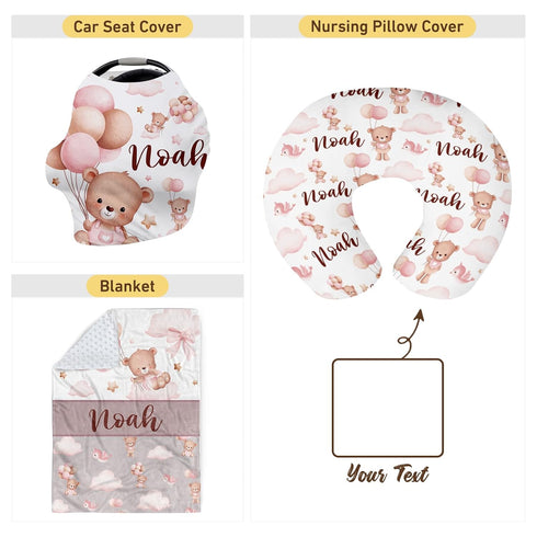 Dyoart Custom Baby Nursing Pillow Cover for Nursing, Bear Pattern Removable Nursing Covers for Breastfeeding Pillows
